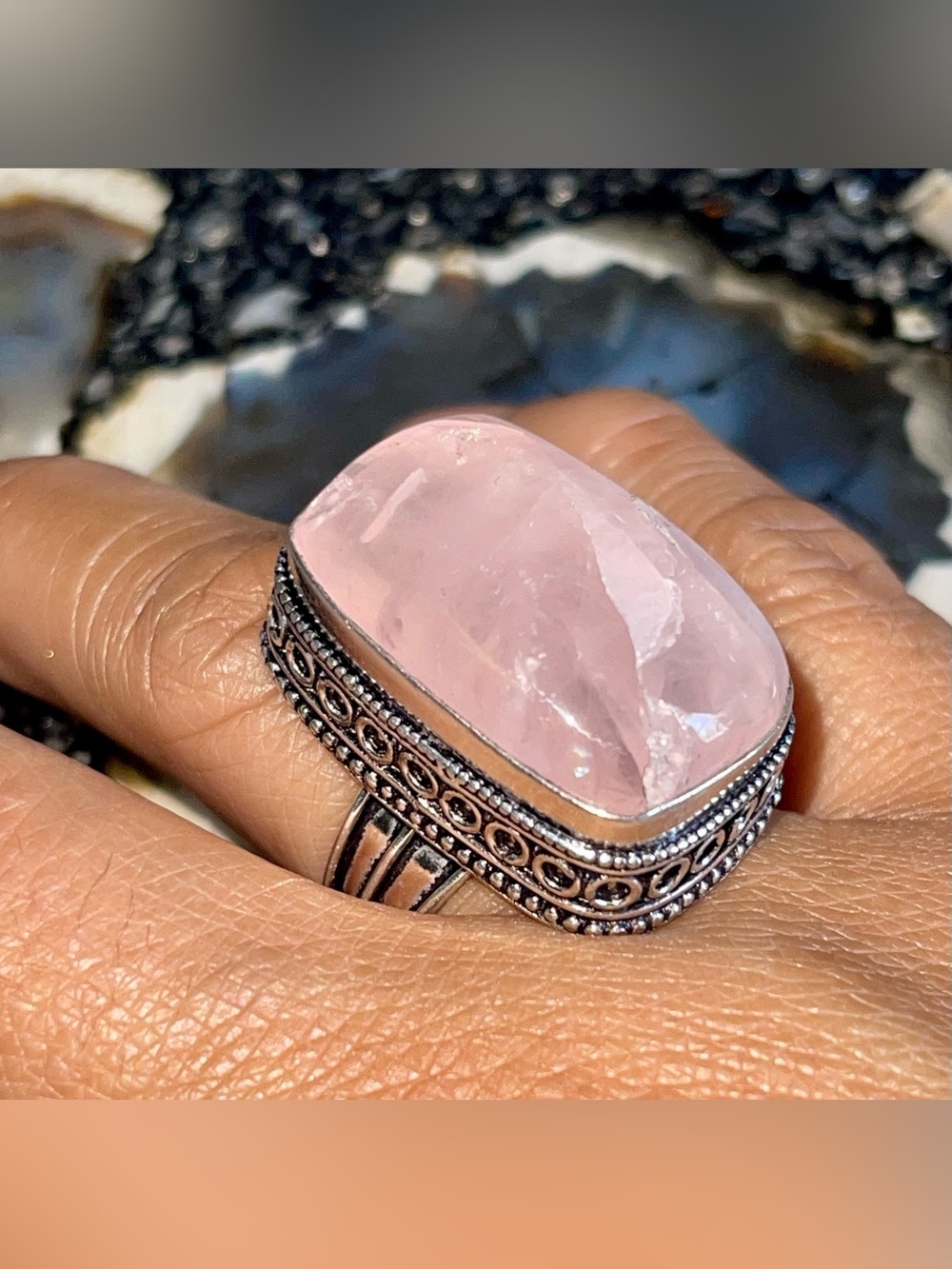 Rose Quartz “Stone of Pure Love” Ring Size 8 1/2
